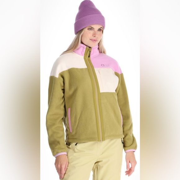 Picture Arcca Fleece Full Zip Jacket Women’s S Green Moss Vanilla Orchid - Picture 1 of 11